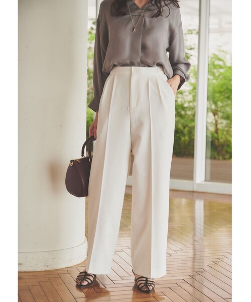 UNTITLED（アンタイトル）の「【洗える/ドライタッチ】センタープレス ワイドパンツ（その他パンツ・レディース・オフホワイト/チャコールグレー/キャメル・00/01/02/03/04/42/44/46/48/50）」の10枚目の写真