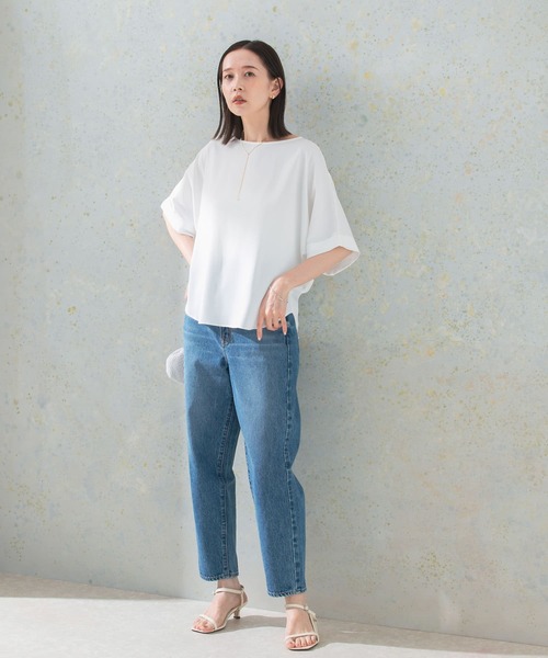 URBAN RESEARCH ROSSO WOMEN(アーバンリサーチ ロッソ)の「5分袖バックタックプルオーバー(シャツ/ブラウス・レディース・ブラック/グリーン系その他/ホワイト・FREE)」の5枚目の写真