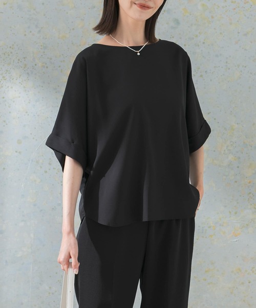 URBAN RESEARCH ROSSO WOMEN(アーバンリサーチ ロッソ)の「5分袖バックタックプルオーバー(シャツ/ブラウス・レディース・ブラック/グリーン系その他/ホワイト・FREE)」の6枚目の写真