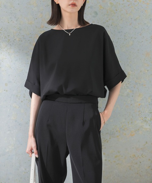 URBAN RESEARCH ROSSO WOMEN(アーバンリサーチ ロッソ)の「5分袖バックタックプルオーバー(シャツ/ブラウス・レディース・ブラック/グリーン系その他/ホワイト・FREE)」の10枚目の写真