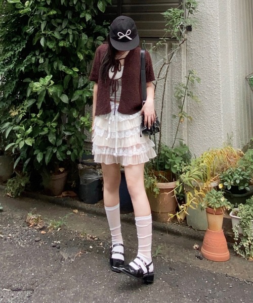 nemne store(ネンネストア)の「【Seoup】ネップヤーン前リボンニットカーディガン(カーディガン/ボレロ・レディース・ライトブルー/ブラウン・フリー)」の19枚目の写真