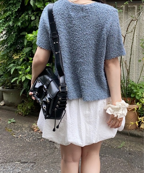 nemne store(ネンネストア)の「【Seoup】ネップヤーン前リボンニットカーディガン(カーディガン/ボレロ・レディース・ライトブルー/ブラウン・フリー)」の12枚目の写真