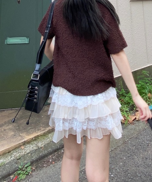 nemne store(ネンネストア)の「【Seoup】ネップヤーン前リボンニットカーディガン(カーディガン/ボレロ・レディース・ライトブルー/ブラウン・フリー)」の20枚目の写真