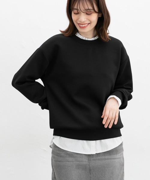 Honeys（ハニーズ）の「きれいめスウェット（スウェット・レディース・イエロー/パープル/モカ/ピンク/アイボリー/ブラック/グレイッシュブルー・S/M/L/LL/3L）」の3枚目の写真