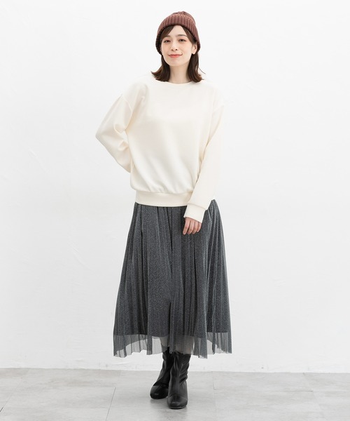 Honeys（ハニーズ）の「きれいめスウェット（スウェット・レディース・イエロー/パープル/モカ/ピンク/アイボリー/ブラック/グレイッシュブルー・S/M/L/LL/3L）」の9枚目の写真