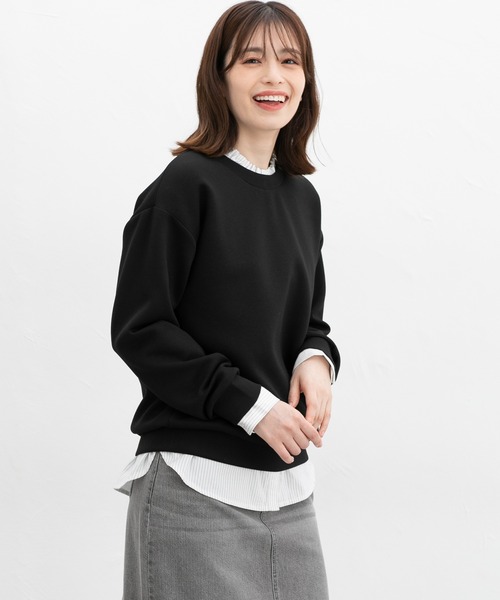 Honeys（ハニーズ）の「きれいめスウェット（スウェット・レディース・イエロー/パープル/モカ/ピンク/アイボリー/ブラック/グレイッシュブルー・S/M/L/LL/3L）」の12枚目の写真