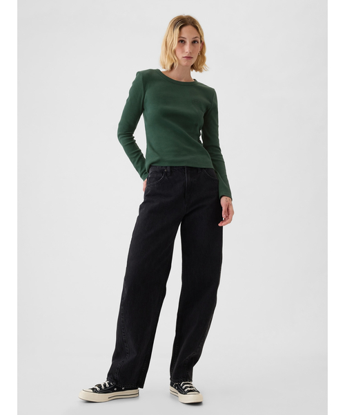 GAP（ギャップ）の「長袖リブ GAPロゴTシャツ（Tシャツ/カットソー・レディース・グレー/ホワイト/グリーン/ブラック・M/S/XS/XXS/XL/L）」の15枚目の写真