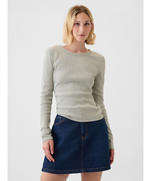 GAP（ギャップ）の「長袖リブ GAPロゴTシャツ（Tシャツ/カットソー・レディース・グレー/ホワイト/グリーン/ブラック・M/S/XS/XXS/XL/L）」の7枚目の写真
