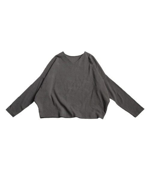 antiqua（アンティカ）の「シュッと美 コクーン リブニット（Tシャツ/カットソー・レディース・ブルー/チャコールグレー/ブラック/アイボリー/グリーン/レッド/杢グレー/グレイッシュベージュ/カーキ・V/B）」の18枚目の写真