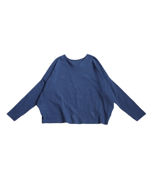 antiqua（アンティカ）の「シュッと美 コクーン リブニット（Tシャツ/カットソー・レディース・ブルー/チャコールグレー/ブラック/アイボリー/グリーン/レッド/杢グレー/グレイッシュベージュ/カーキ・V/B）」の14枚目の写真