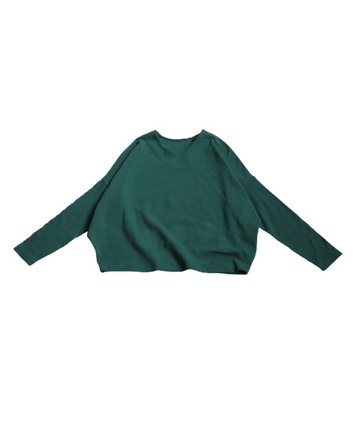 antiqua（アンティカ）の「シュッと美 コクーン リブニット（Tシャツ/カットソー・レディース・ブルー/チャコールグレー/ブラック/アイボリー/グリーン/レッド/杢グレー/グレイッシュベージュ/カーキ・V/B）」の16枚目の写真