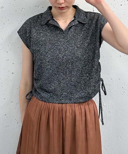 archives(アルシーヴ)の「サイドリボンラメミニ裏毛プルオーバー(Tシャツ/カットソー・レディース・チャコールグレー/グレー/ブラック・MEDIUM)」の16枚目の写真