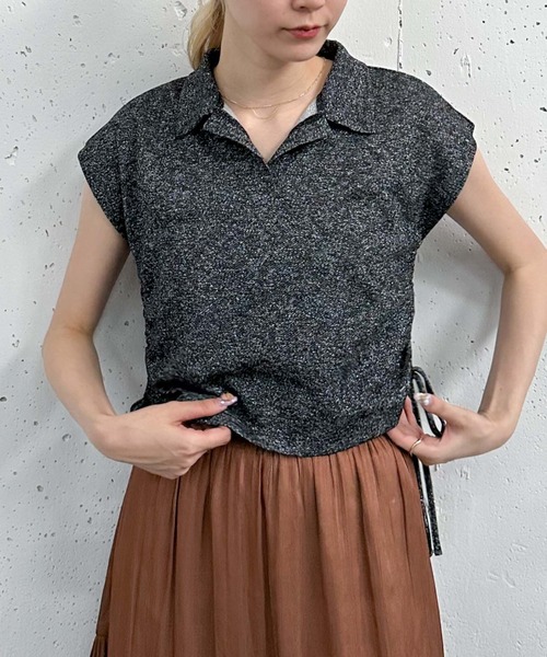 archives(アルシーヴ)の「サイドリボンラメミニ裏毛プルオーバー(Tシャツ/カットソー・レディース・チャコールグレー/グレー/ブラック・MEDIUM)」の15枚目の写真