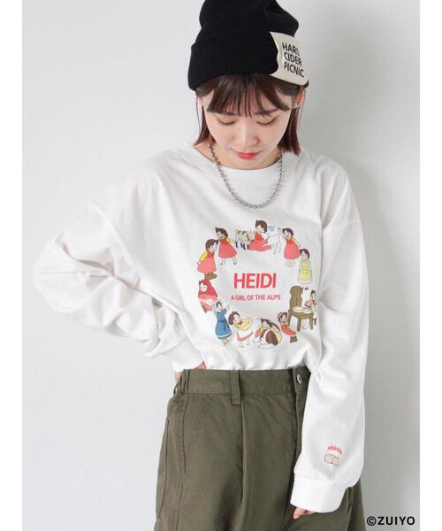 ehka sopo(エヘカソポ)の「【アルプスの少女ハイジ】プリントロンT(Tシャツ/カットソー・レディース・オフホワイト/サックスブルー/ブラック・F)」の1枚目の写真