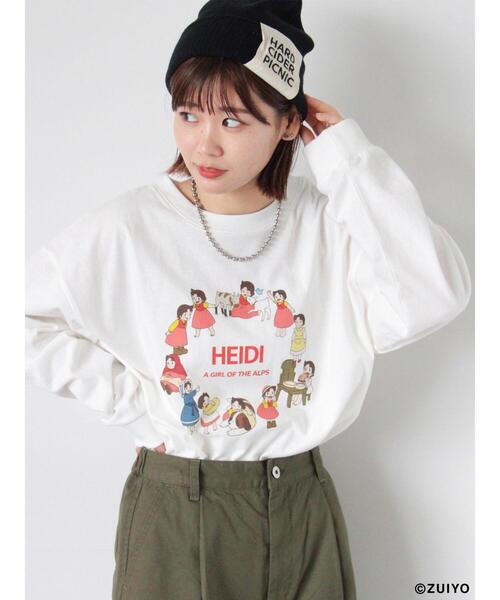 ehka sopo(エヘカソポ)の「【アルプスの少女ハイジ】プリントロンT(Tシャツ/カットソー・レディース・オフホワイト/サックスブルー/ブラック・F)」の5枚目の写真