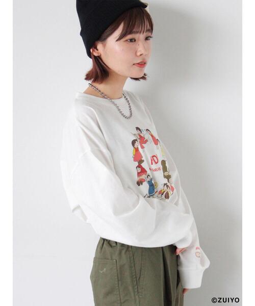 ehka sopo(エヘカソポ)の「【アルプスの少女ハイジ】プリントロンT(Tシャツ/カットソー・レディース・オフホワイト/サックスブルー/ブラック・F)」の6枚目の写真