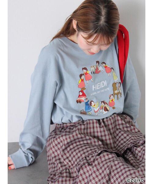 ehka sopo(エヘカソポ)の「【アルプスの少女ハイジ】プリントロンT(Tシャツ/カットソー・レディース・オフホワイト/サックスブルー/ブラック・F)」の12枚目の写真