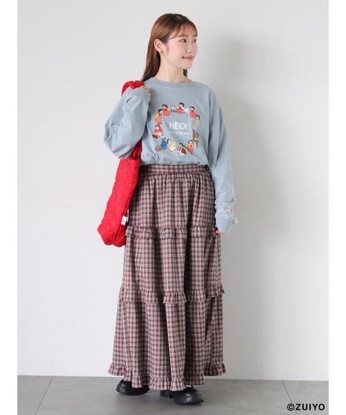 ehka sopo(エヘカソポ)の「【アルプスの少女ハイジ】プリントロンT(Tシャツ/カットソー・レディース・オフホワイト/サックスブルー/ブラック・F)」の15枚目の写真
