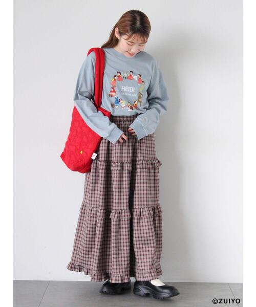 ehka sopo(エヘカソポ)の「【アルプスの少女ハイジ】プリントロンT(Tシャツ/カットソー・レディース・オフホワイト/サックスブルー/ブラック・F)」の16枚目の写真