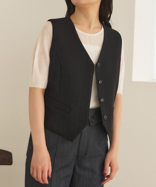 【セール】【小柄女性向け】セット対応 ミニマルショートジレ《日本製》（ベスト）｜Sirin（シリン） 5,808円