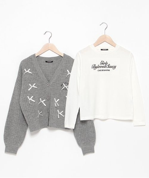 by LOVEiT（バイラビット）の「リボンカーディガンTシャツセット（ニット/セーター・キッズ・グレー/アイボリー/ブラック・120cm/130cm/140cm/150cm/160cm）」の18枚目の写真