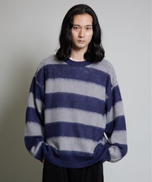 【MandO】ウール混配色シャギーボーダーニット