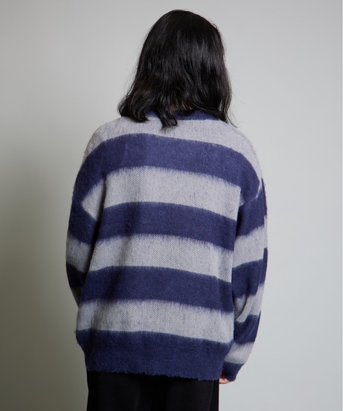 MandO(Auntie Rosa)(エムオー)の「【MandO】ウール混配色シャギーボーダーニット(ニット/セーター・メンズ・ブラック/ネイビー・MEDIUM/LARGE)」の9枚目の写真