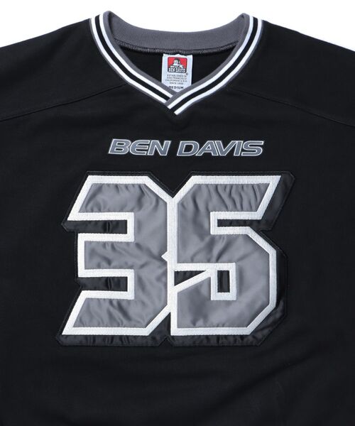 BEN DAVIS(ベンデイビス)の「【BEN DAVIS(ベンデイビス)】NUMBERED HOCKEY JERSEY V/N / Vネック 裏毛 ゲームシャツ 刺繍 シャツ(スウェット・メンズ・オフホワイト/レッド/ネイビー/ブラック・MEDIUM/X-LARGE/LARGE)」の6枚目の写真