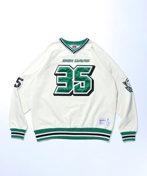 BEN DAVIS(ベンデイビス)の「【BEN DAVIS(ベンデイビス)】NUMBERED HOCKEY JERSEY V/N / Vネック 裏毛 ゲームシャツ 刺繍 シャツ(スウェット・メンズ・オフホワイト/レッド/ネイビー/ブラック・MEDIUM/X-LARGE/LARGE)」の11枚目の写真