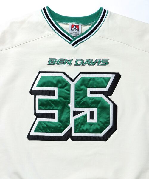 BEN DAVIS(ベンデイビス)の「【BEN DAVIS(ベンデイビス)】NUMBERED HOCKEY JERSEY V/N / Vネック 裏毛 ゲームシャツ 刺繍 シャツ(スウェット・メンズ・オフホワイト/レッド/ネイビー/ブラック・MEDIUM/X-LARGE/LARGE)」の12枚目の写真