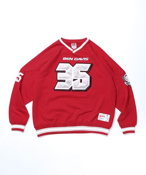 BEN DAVIS(ベンデイビス)の「【BEN DAVIS(ベンデイビス)】NUMBERED HOCKEY JERSEY V/N / Vネック 裏毛 ゲームシャツ 刺繍 シャツ(スウェット・メンズ・オフホワイト/レッド/ネイビー/ブラック・MEDIUM/X-LARGE/LARGE)」の17枚目の写真