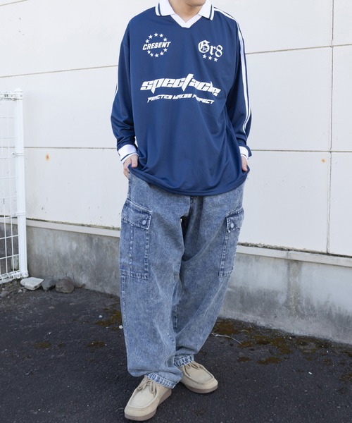 セール】サッカーデザイン ロングスリーブTシャツ ゲームシャツ