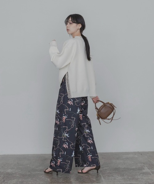 Eimee Law（エイミーロウ）の「ワッフル編みサイドロゴテープニット（ニット/セーター・レディース・ベージュ/アイボリー/ブラック/アイボリー系/モカ/ブラック系/ブラウン/ホワイト系その他/ライトピンク/ブラック系その他・FREE）」の12枚目の写真