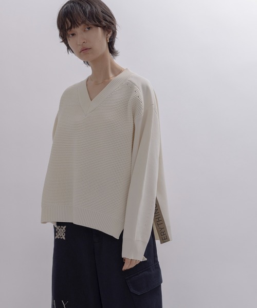 ワッフル編みサイドロゴテープニット Eimee Law│Eimee Law & LHELBIE
