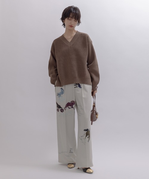 Eimee Law（エイミーロウ）の「ワッフル編みサイドロゴテープニット（ニット/セーター・レディース・ベージュ/アイボリー/ブラック/アイボリー系/モカ/ブラック系・FREE）」の13枚目の写真