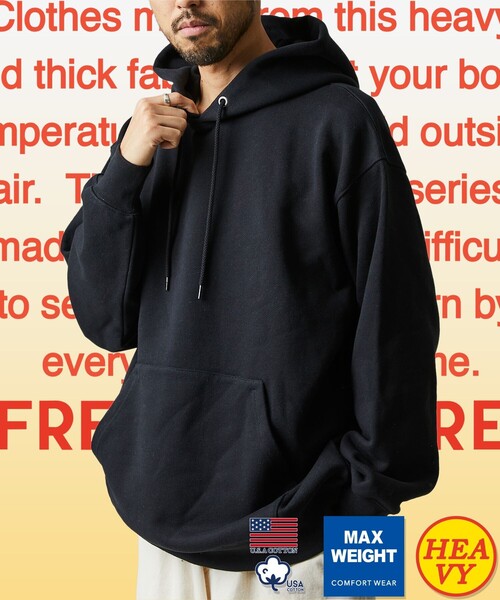FREAK'S STORE(フリークスストア)の「FREAK’S STORE/フリークスストア HEAVY WEIGHT HOODIE 15oz /ヘビーウェイトフーディー 15オンス/パーカー/リラックスフィット/USAコットン(パーカー・メンズ・ブラック/グレー/ライトグレー/ブラウン/マスタード・SMALL/MEDIUM/LARGE)」の2枚目の写真