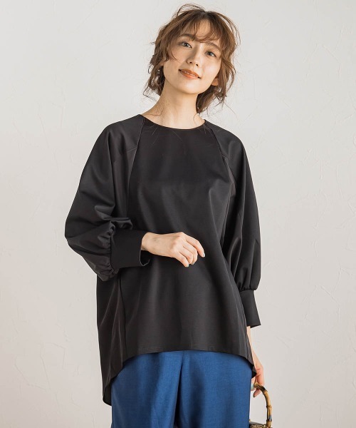 【セール】スーピマコットンドッキングプルオーバー≪洗濯機で洗える≫（Tシャツ/カットソー）｜Droite lautreamont（ドロワットロートレアモン）