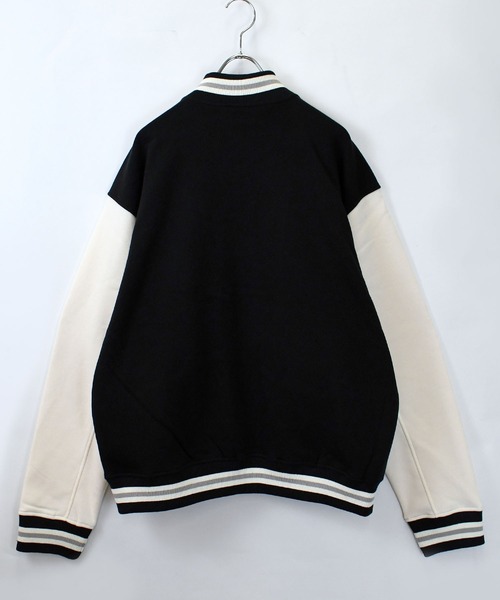 おしゃれスタ(オシャレスタ)の「felt patch sweat stadium jacket/フェルトパッチ スウェット スタジアムジャケット オーバーサイズ メンズ レディース(スウェット・メンズ・ブラウン/ネイビー/ブラック・L/M/XL)」の5枚目の写真