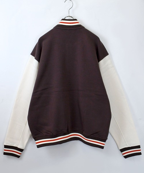おしゃれスタ(オシャレスタ)の「felt patch sweat stadium jacket/フェルトパッチ スウェット スタジアムジャケット オーバーサイズ メンズ レディース(スウェット・メンズ・ブラウン/ネイビー/ブラック・L/M/XL)」の9枚目の写真