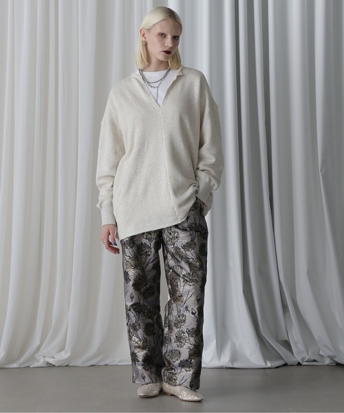 CREOLME(クレオルム)の「(CREOLME)キーネックオーバースウェット(スウェット・レディース・ネイビー/イエロー/ベージュ・FREE)」の4枚目の写真