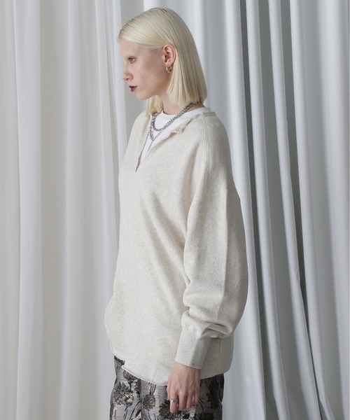 CREOLME(クレオルム)の「(CREOLME)キーネックオーバースウェット(スウェット・レディース・ネイビー/イエロー/ベージュ・FREE)」の8枚目の写真