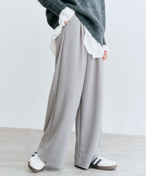 kirakiraShop（キラキラショップ）の「「mochiz ele」ワイド パンツ（スラックス・レディース・モカ/グレー/ブラック/ネイビー/テラコッタ・L/M）」の3枚目の写真