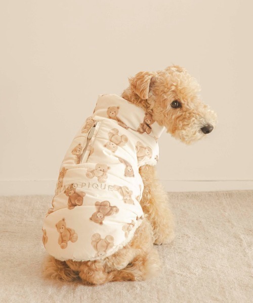 ジェラートピケ 中綿ベスト　くま柄　Lサイズ ジェラートピケ 中綿ベストくま柄Lサイズ