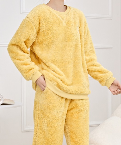 ソリッドカラー ボア フリース 長袖 ルームウエア（ルームウェア
