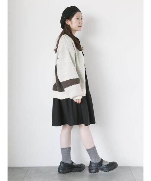 ehka sopo(エヘカソポ)の「ジャカードVネックカーディガン(カーディガン/ボレロ・レディース・ピンク/ブラック/キナリ・F)」の9枚目の写真