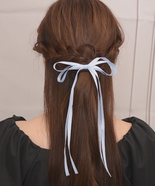 セール】【float】2連 シンプル ロングリボン ヘアゴム【イベント/発表