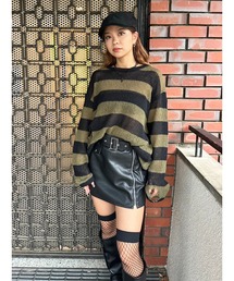 ダメージボ－ダーニットトップス