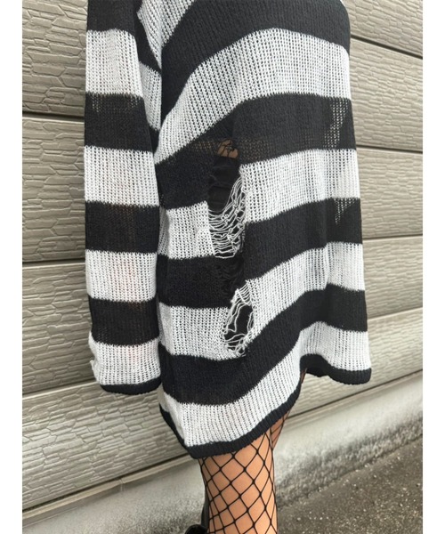 EGOIST（エゴイスト）の「ダメージボ－ダーニットトップス（ニット/セーター・レディース・ホワイト/ボルドー/カーキ・FREE）」の14枚目の写真