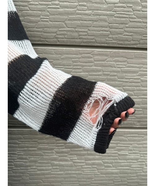 EGOIST（エゴイスト）の「ダメージボ－ダーニットトップス（ニット/セーター・レディース・ホワイト/ボルドー/カーキ・FREE）」の16枚目の写真