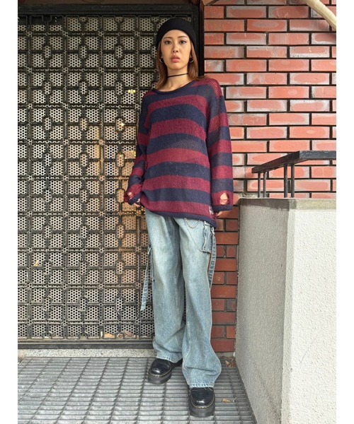 EGOIST（エゴイスト）の「ダメージボ－ダーニットトップス（ニット/セーター・レディース・ホワイト/ボルドー/カーキ・FREE）」の20枚目の写真